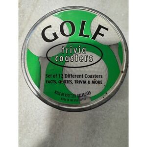 Golf Trivia Coasters Set of 12 Different Facts Quotes Trivia Fun Tin Container